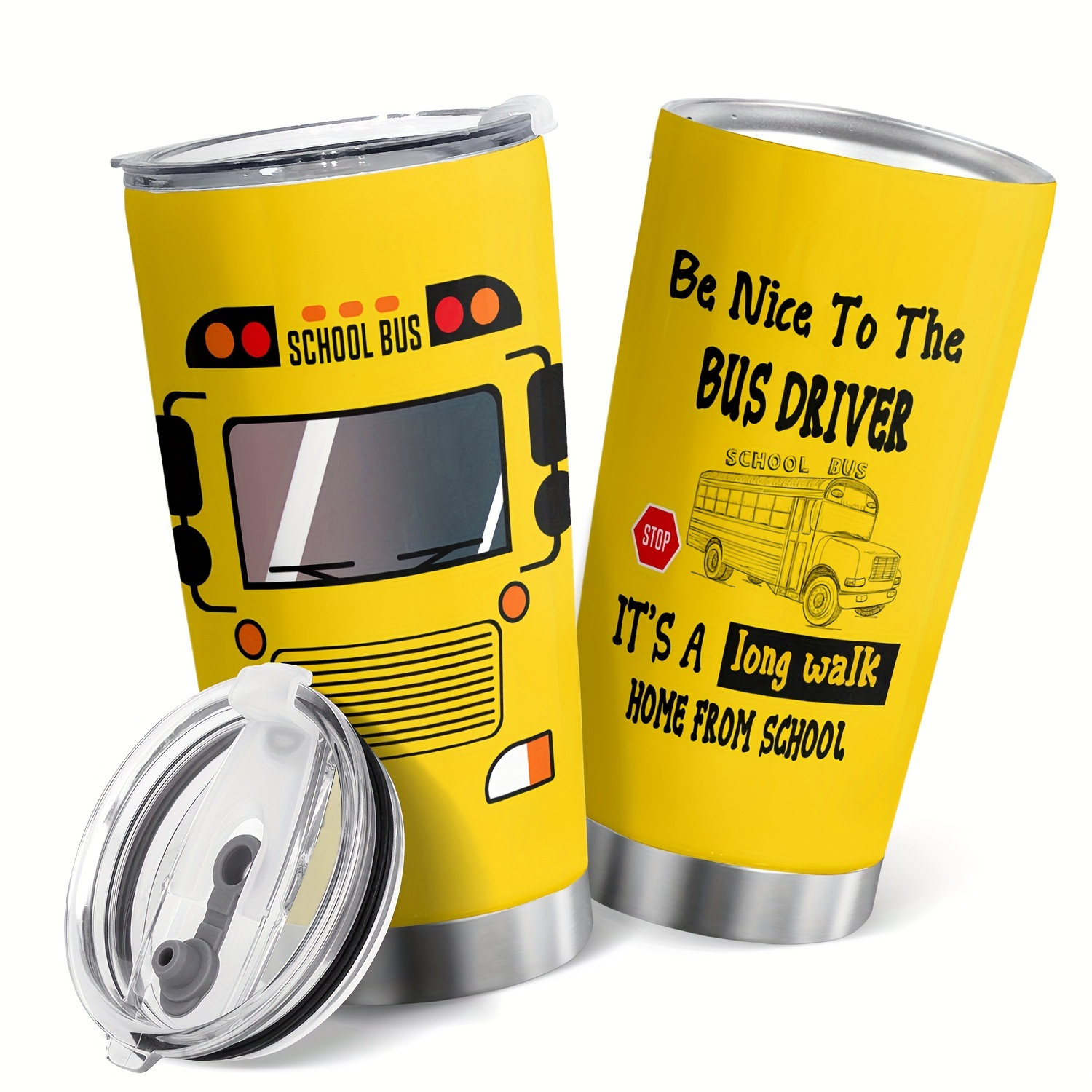 

1pc, 20oz Stainless Steel Cup With Lip School Bus Cup Travel Cup Back To School Cup Summer Winter Drinkware, Home Kitchen Items Back To School Supplies Travel Accessories