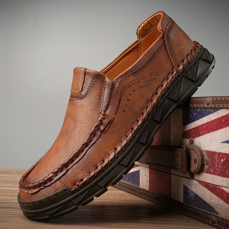 Men's Casual Slip On Leather Driving Shoes Soft Sole