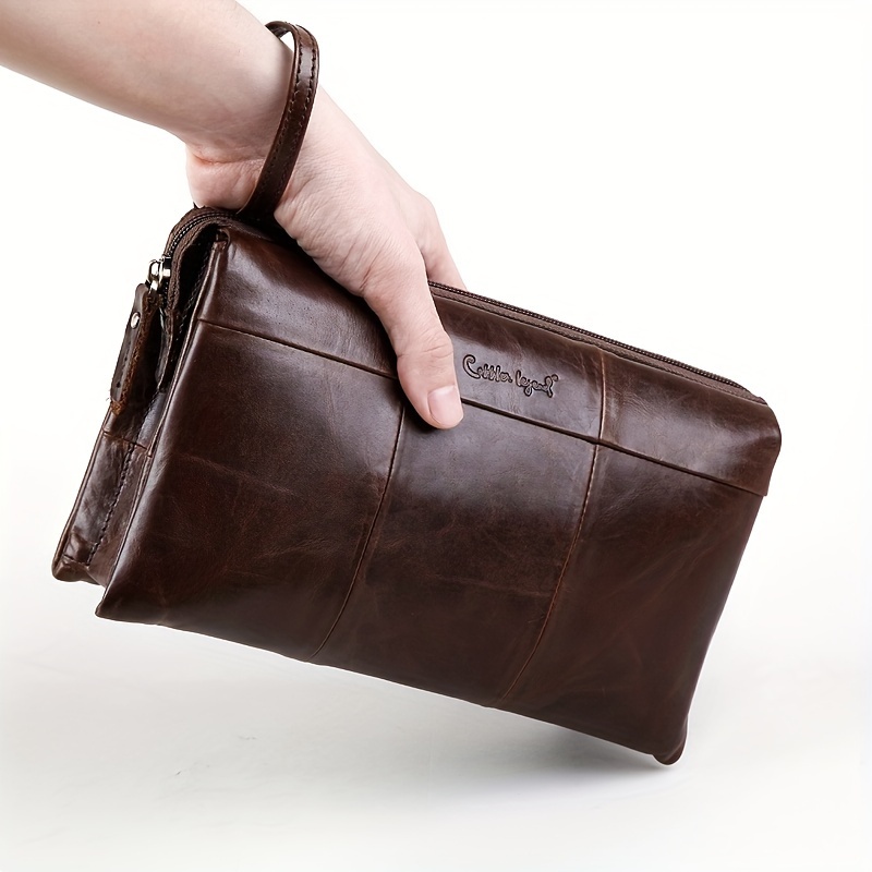 Men Clutch Bag Large Capacity Genuine Leather Men Wallets Cell Phone Pocket  Business Long Purse Male