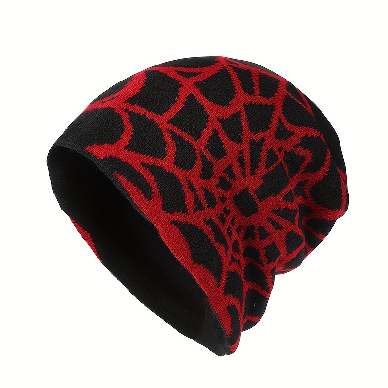 Spider Pattern Knitted Winter Hat - Halloween Gift