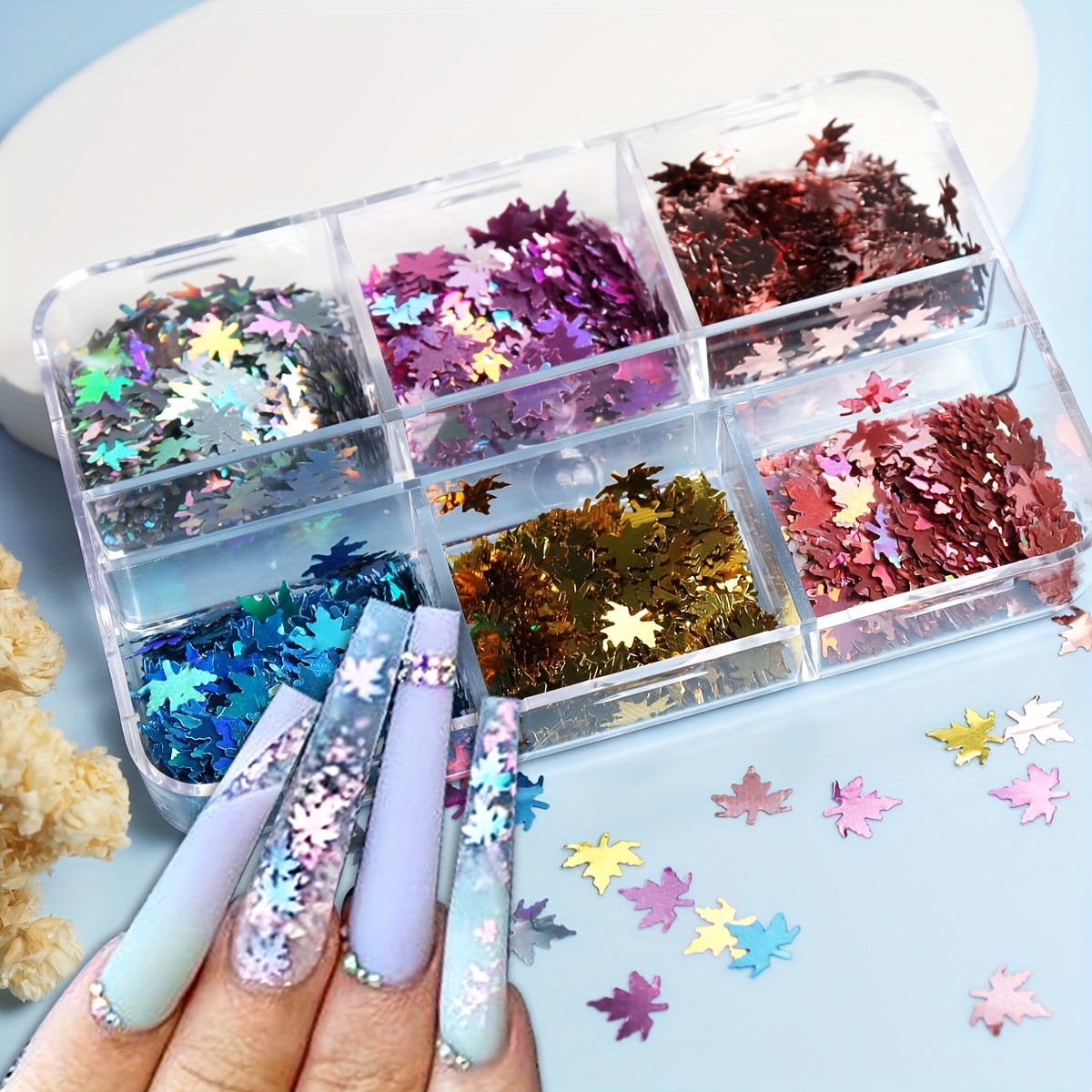 Snowflake Glitter Nail Sequins 3d Colorful Christmas - Temu United Arab  Emirates