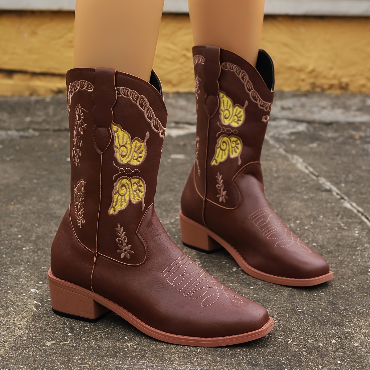 elegante damenstiefel klassische mode bestickten stiefeln Temu