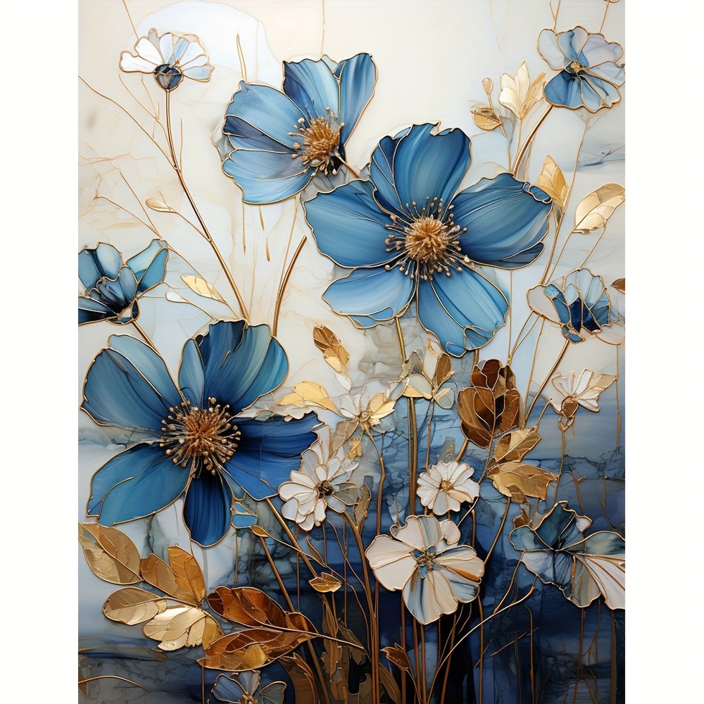 

1pc Large Size 40x50cm/15.7x19.7in Frameless Diy 5d Diamond Painting Blue Flower, Full Artificial Diamond Painting, Diamond Art Embroidery Kits, Handmade Home Office Wall Decor
