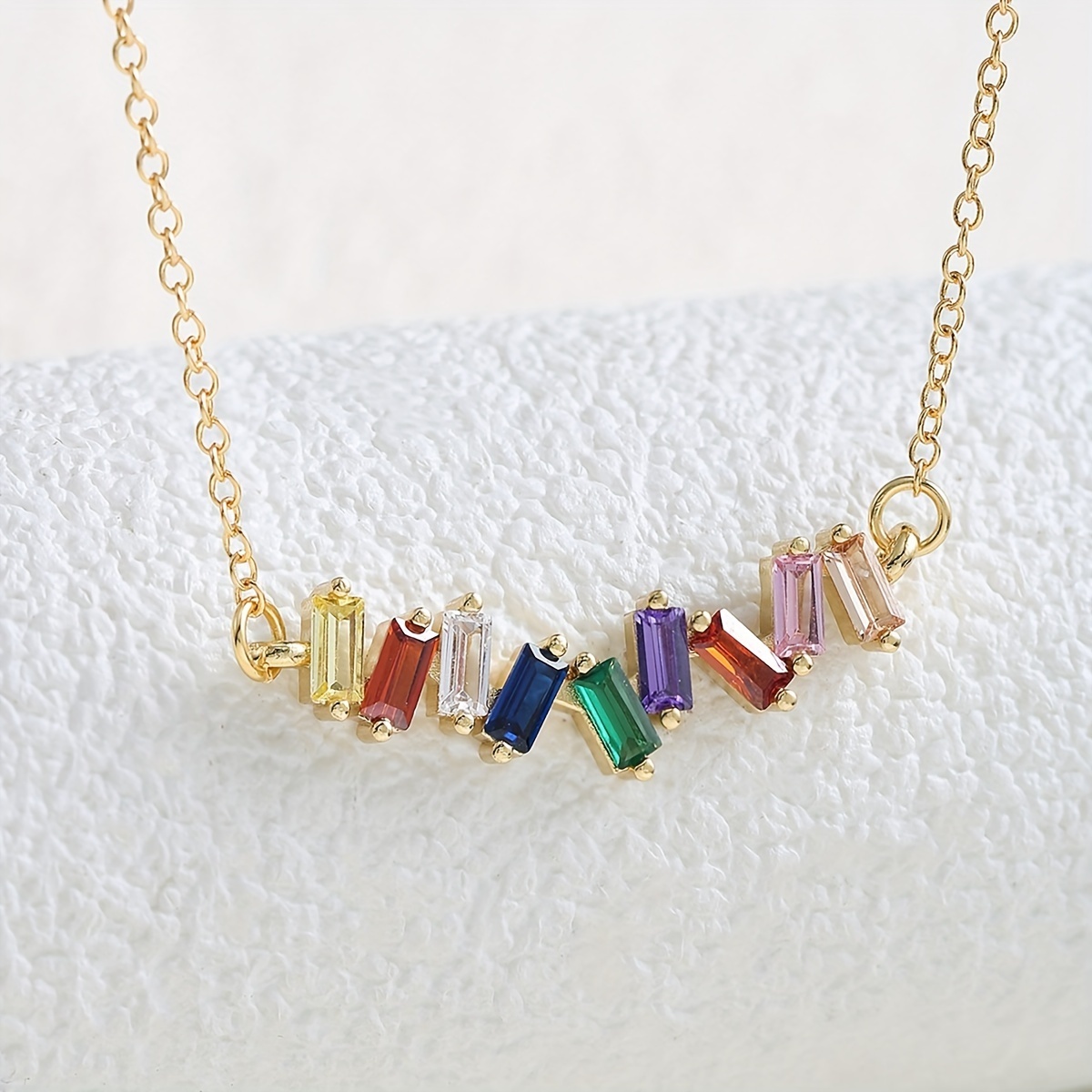 

Nine-colored Square Zirconia Pendant