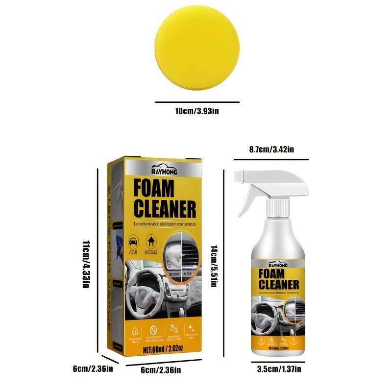 Car Carpet Cleaner, Multifunctional Foam Cleaner, Car Interior Cleaning,  Ceiling Seat Wash-free, Strong Decontamination