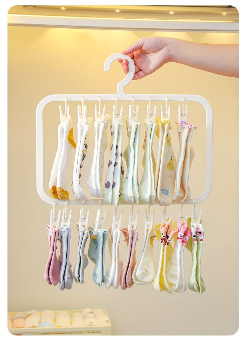 1pc multi clips socks drying hanger hanging drying rack for socks underwear legging organizer household space saving storage organizer for bedroom bathroom closet wardrobe home dorm details 10