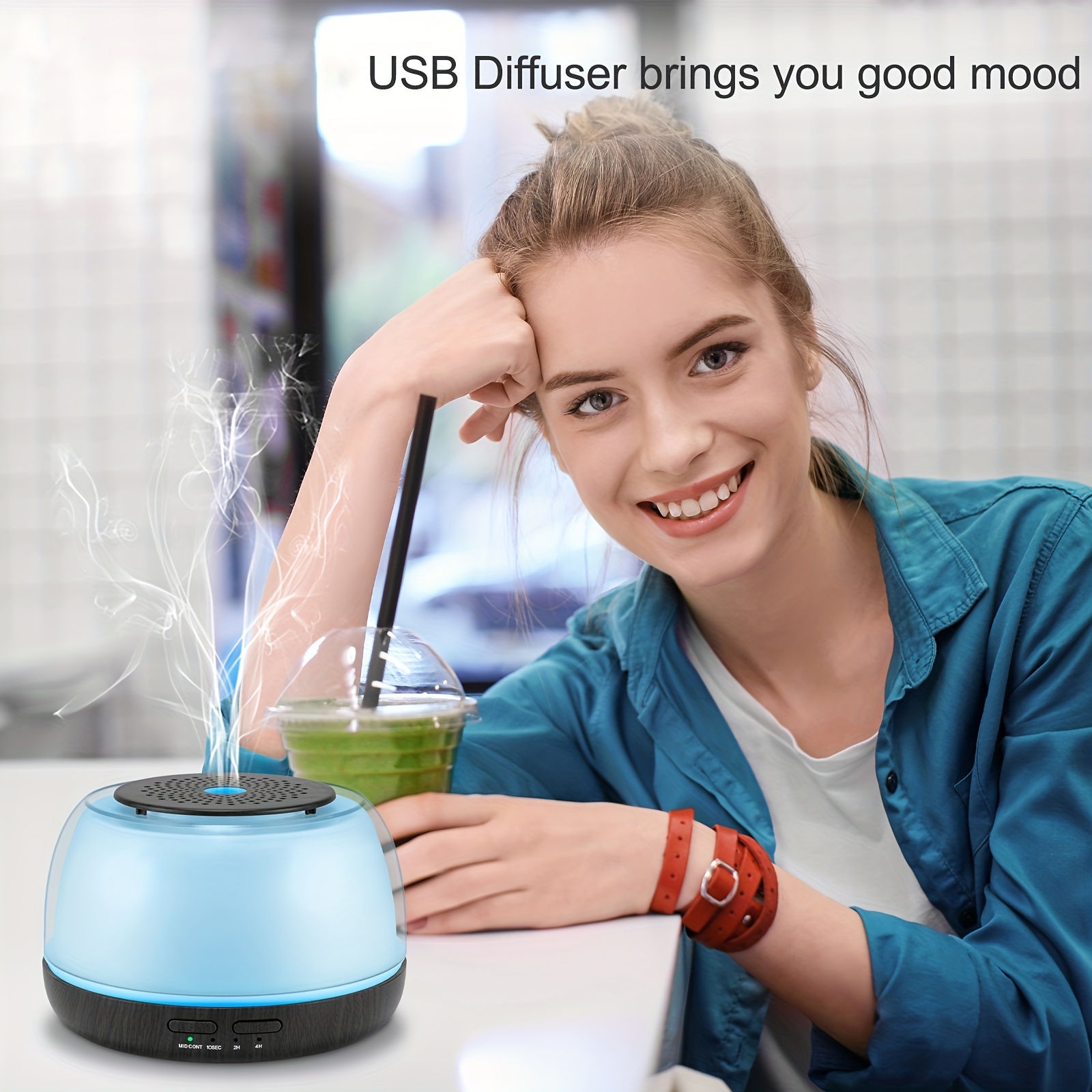Humidificador de aire ultrasónico difusor de aroma de aceite esencial  Difusores de aromaterapia con lámpara nocturna de 7 colores para  dormitorio