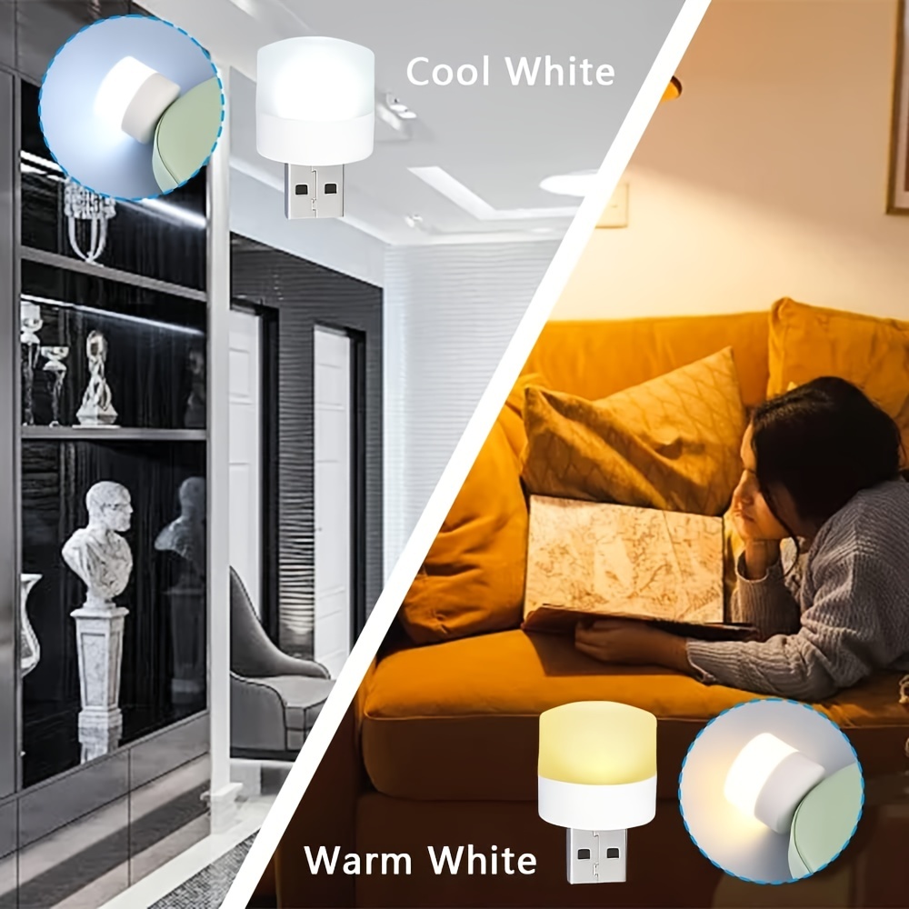 USB Lights By Night Plug-in Mini White LED Bulb Portable Compact Night  Light,Ideal For Bedroom Outdoor Etc