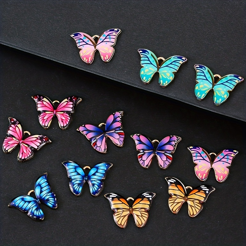 

12pcs Colorful Butterfly Charms Pendant Enamel Metal Small Charms Necklace Bracelet Diy Jewelry Making Accessories