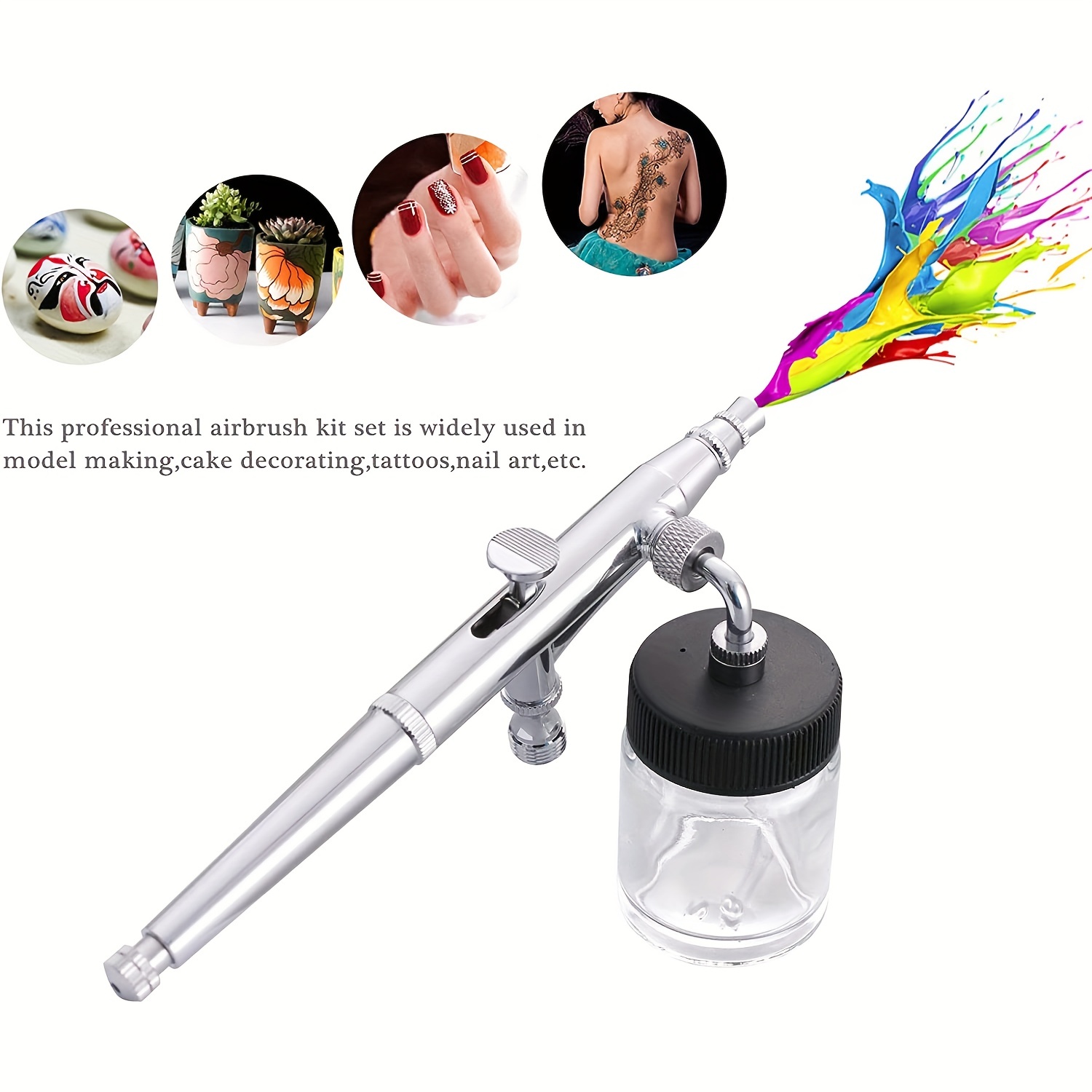 Mini Airbrush Kit, Dual-action Air Brush Pen Gravity Feed Airbrush for  Makeup Art Craft Nails Cake Decorating Modeling Tool With Airbrush -   Israel