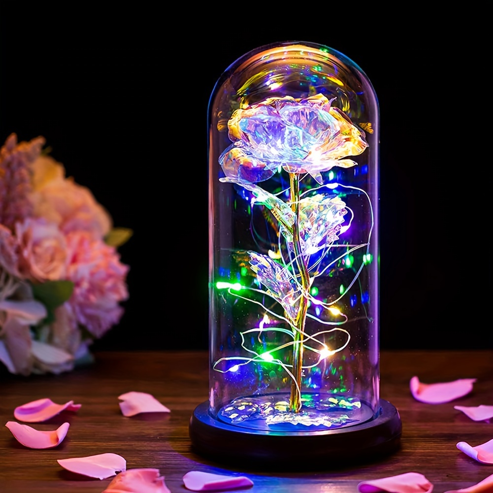 Roses Gifts for Women, Mom Birthday Gifts, Colorful Artificial Flower Rose  Light Gift in A Glass Dome, Gifts for Daughter Women Mom Rose Gifts for  Mothers Day, Valentines Day, Anniversary 