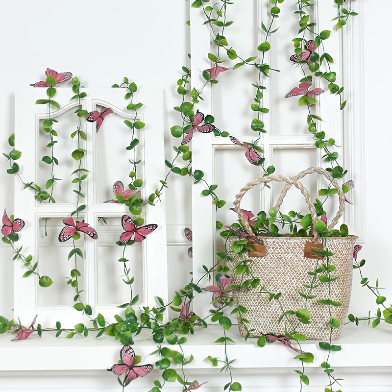 Artificial Butterfly Garland, Fake Butterfly Decorative Vines, DIY 3D  Unique Butterfly Hanging Decor for Home Wall Easter Spring Flowers Party  Wedding