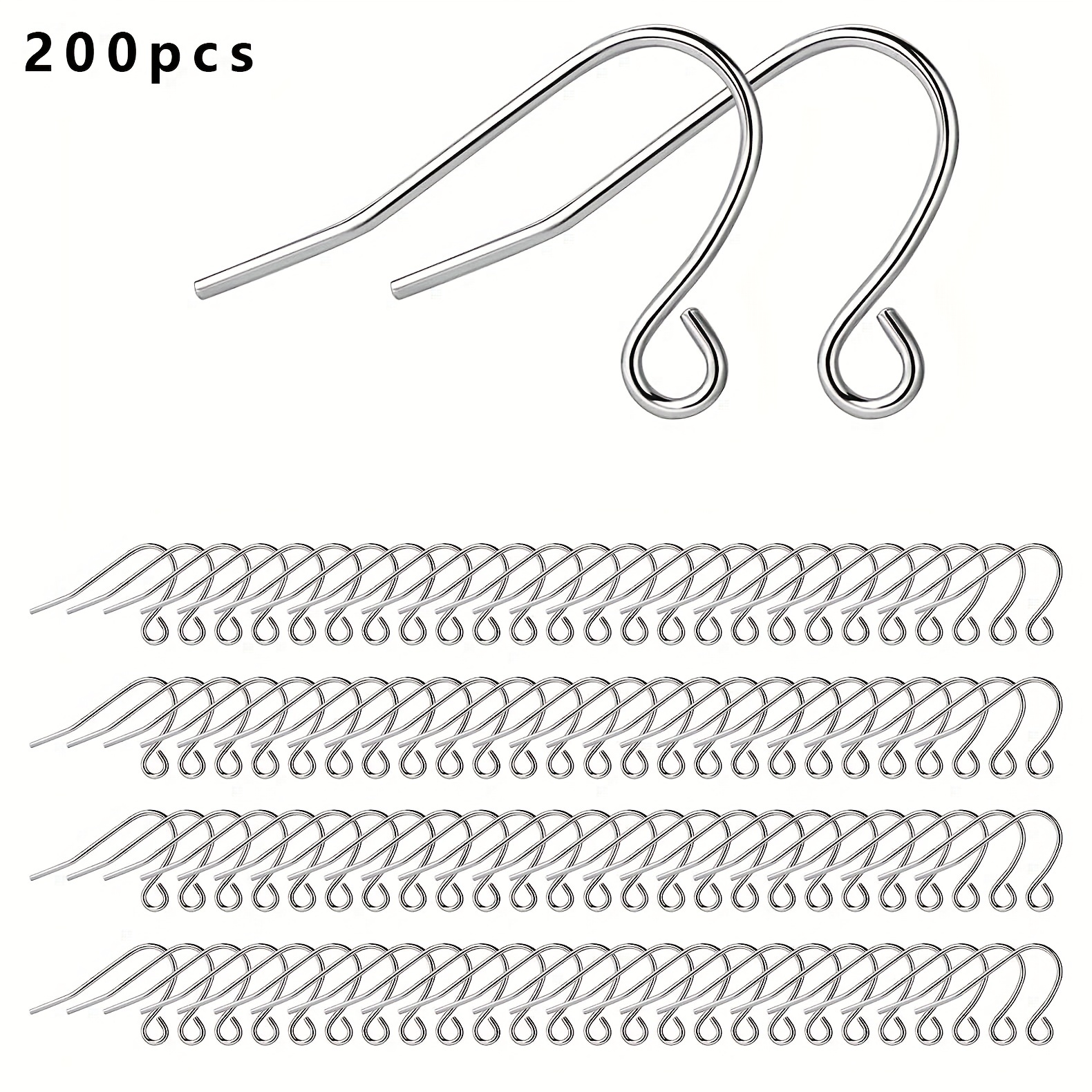 200 PCS 925 Sterling Silver Earring Hooks With Clear Rubber Earring Safety  Backs Fish Hook Ear Wires French Wire Hooks Hypo-allergenic Jewelry  Findings Earring Parts DIY Making : : Home