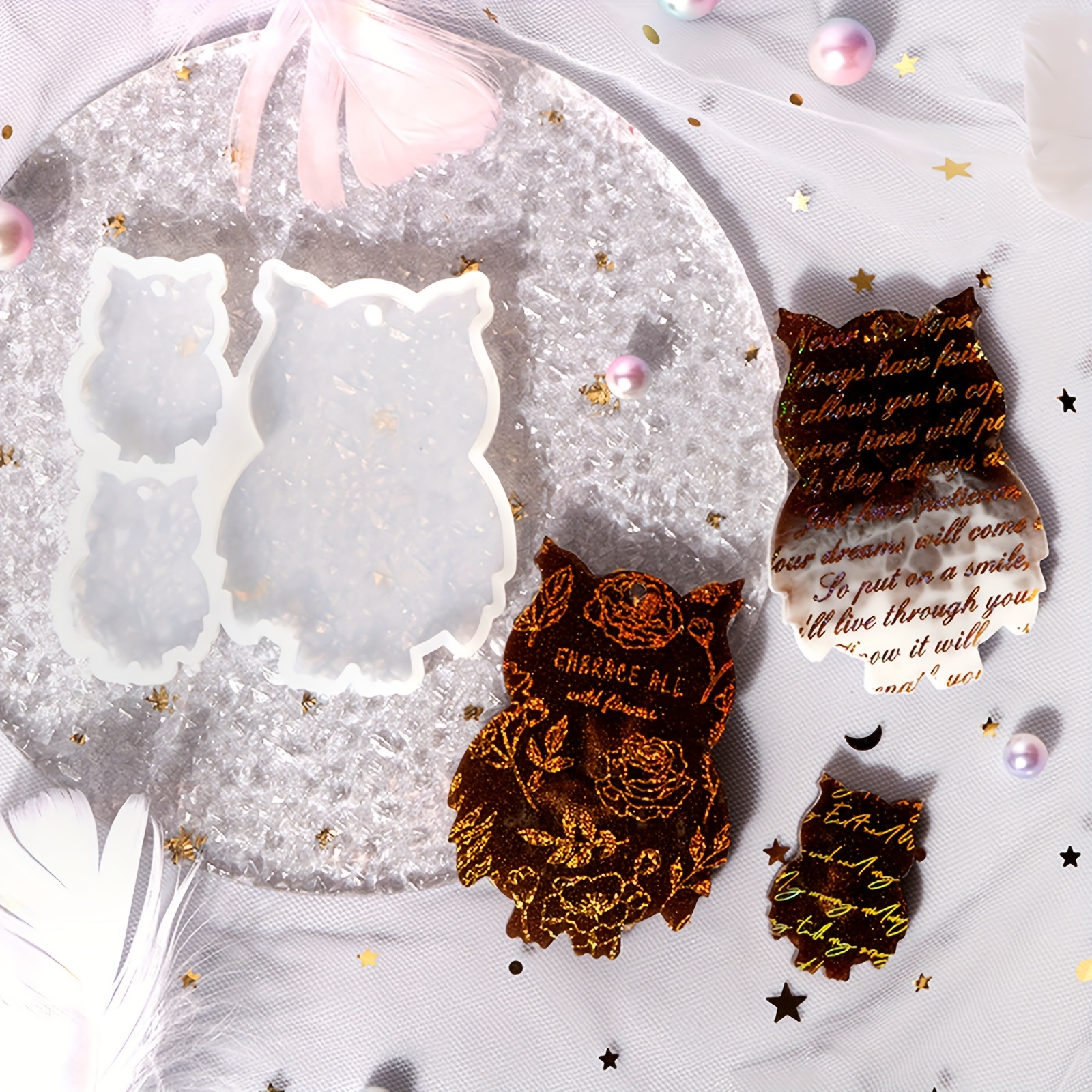 Holographic Cartoon Keychain Silicone Mold - 7.6x5cm Resin Casting Mold For Jewelry Making