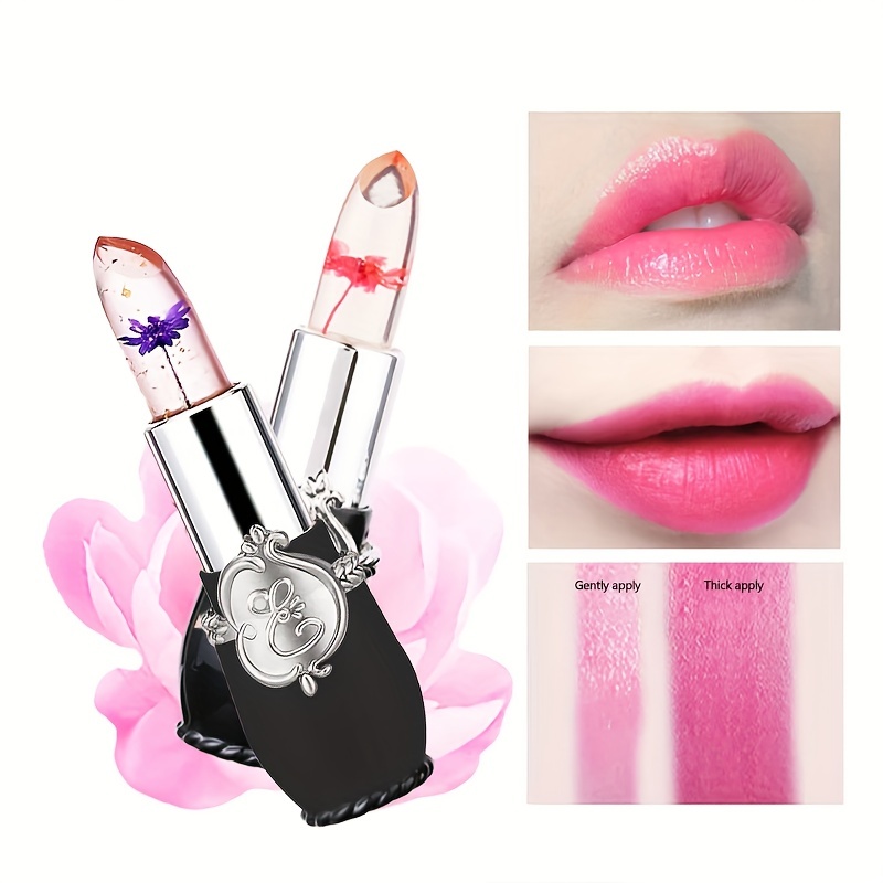 AG E-Com Professional Waterproof Moisturizing Flower Crystal Lipstick Jelly  Flower Transparent Color Changing Glossy Lip Balm Lipstick For Girls 