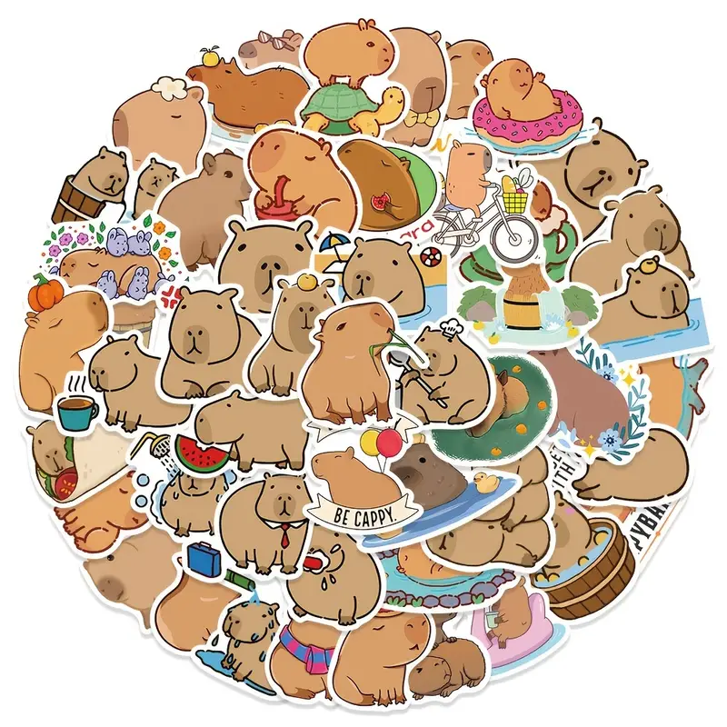 Kawaii Capybara Waterproof Stickers For Luggage Bike Bumper - Temu
