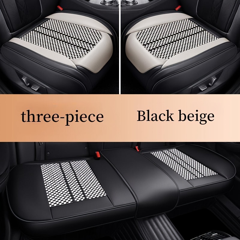 Funda de lino para asiento de coche, Protector de cojín delantero y  trasero, color negro/rojo/