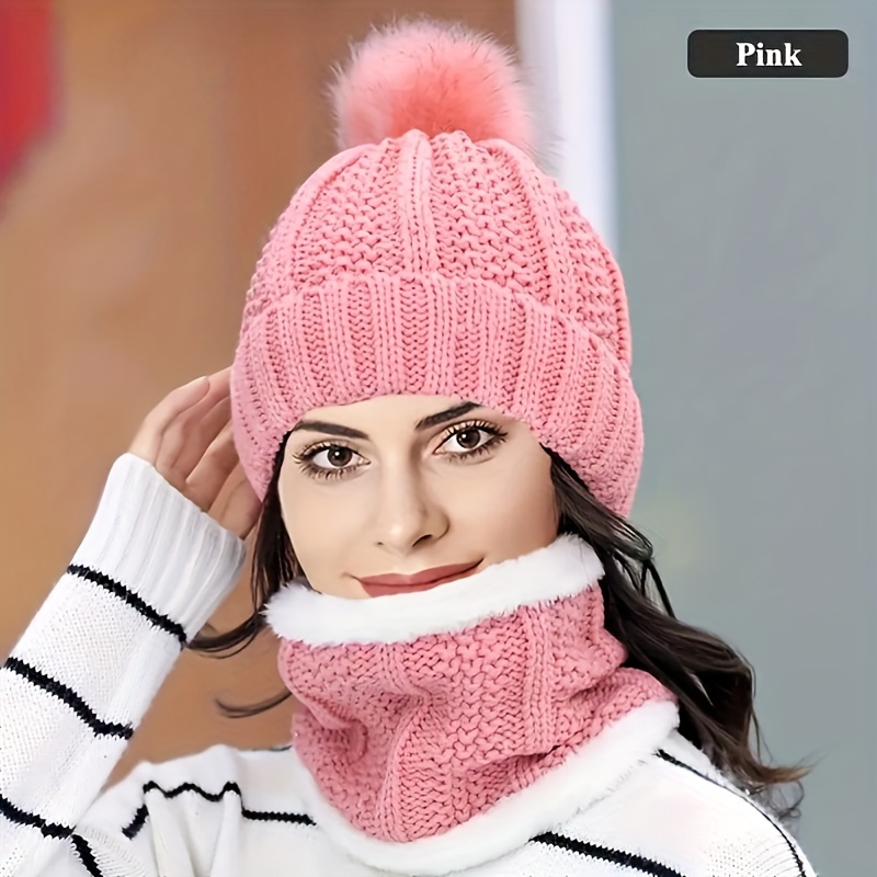 Chapeau chaud d'hiver pour femme, cache-nez, écharpe, bonnet tricoté en  laine, rembourré en velours, coupe-vent, Protection des oreilles,  collection B-8837