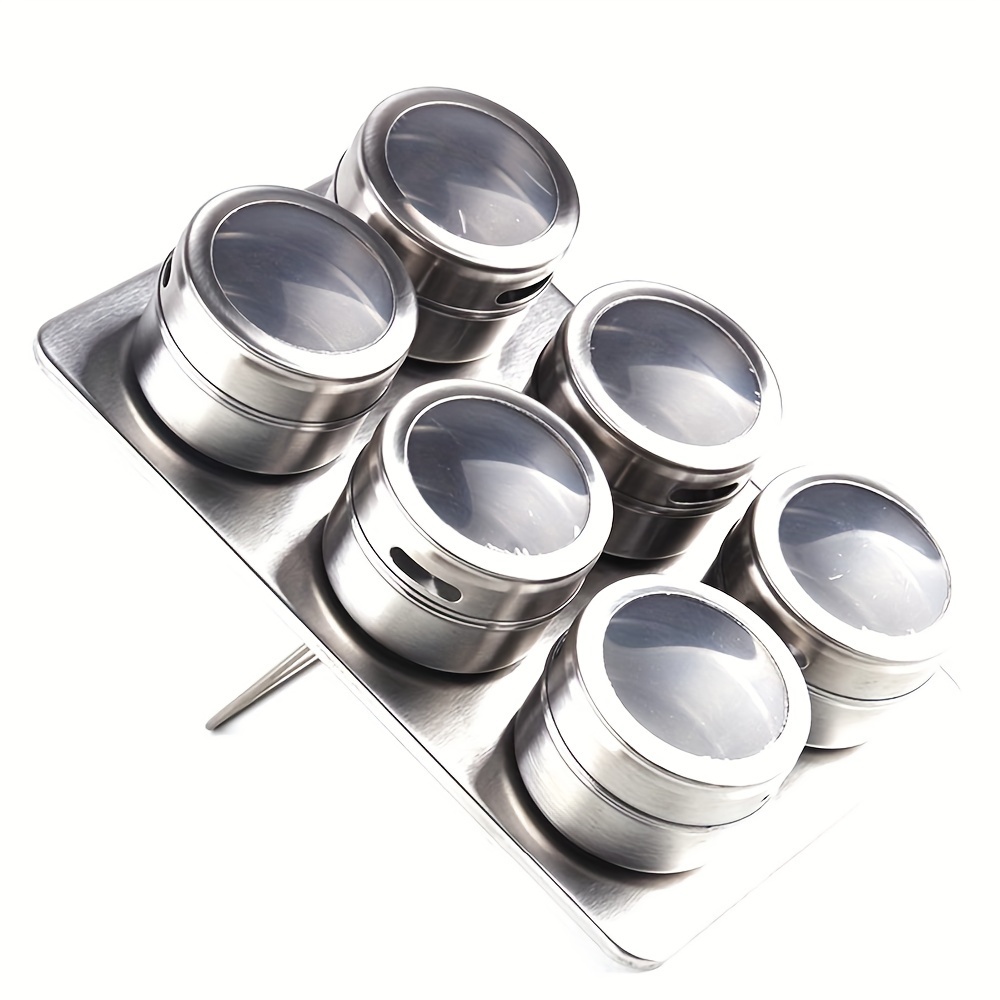 Magnetic Spice Jar Set With Stickers Stainless Steel Spice - Temu