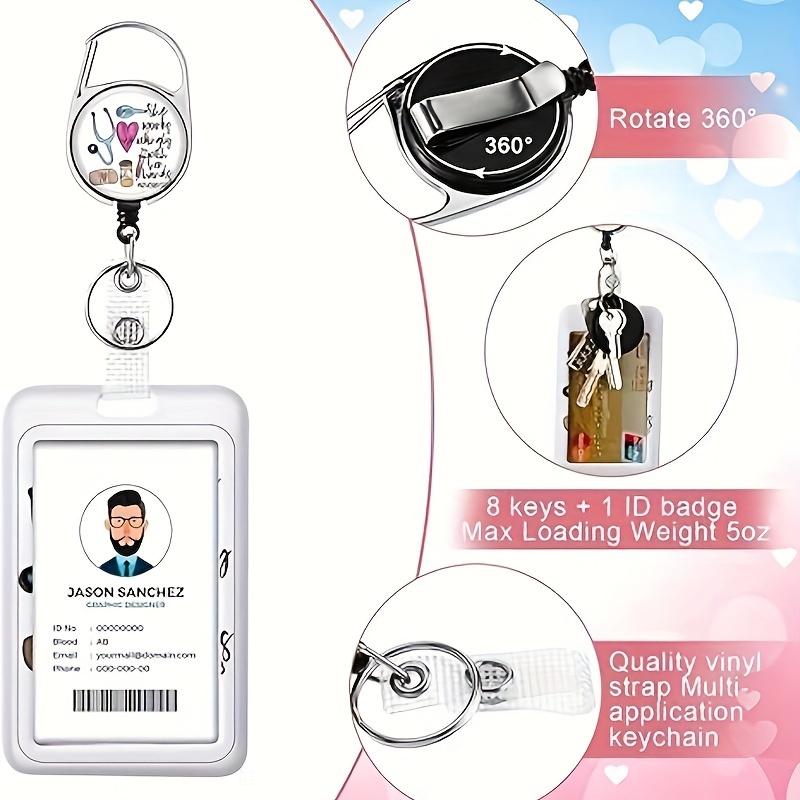 Nurse Badge Holder Reel Keychain Name Badge Clip Card Holder