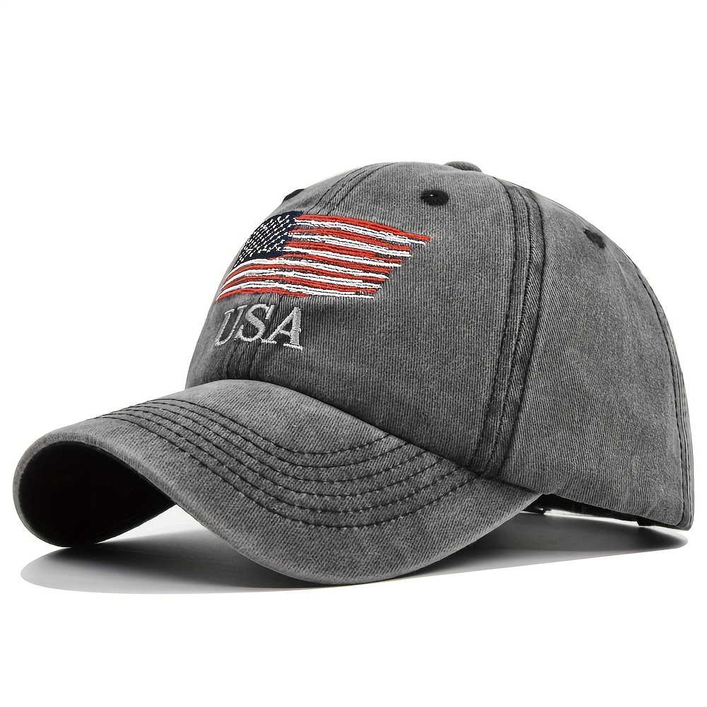 1pc Outdoor Fishing 7 Panel Trucker Hat With Usa Flag Leather