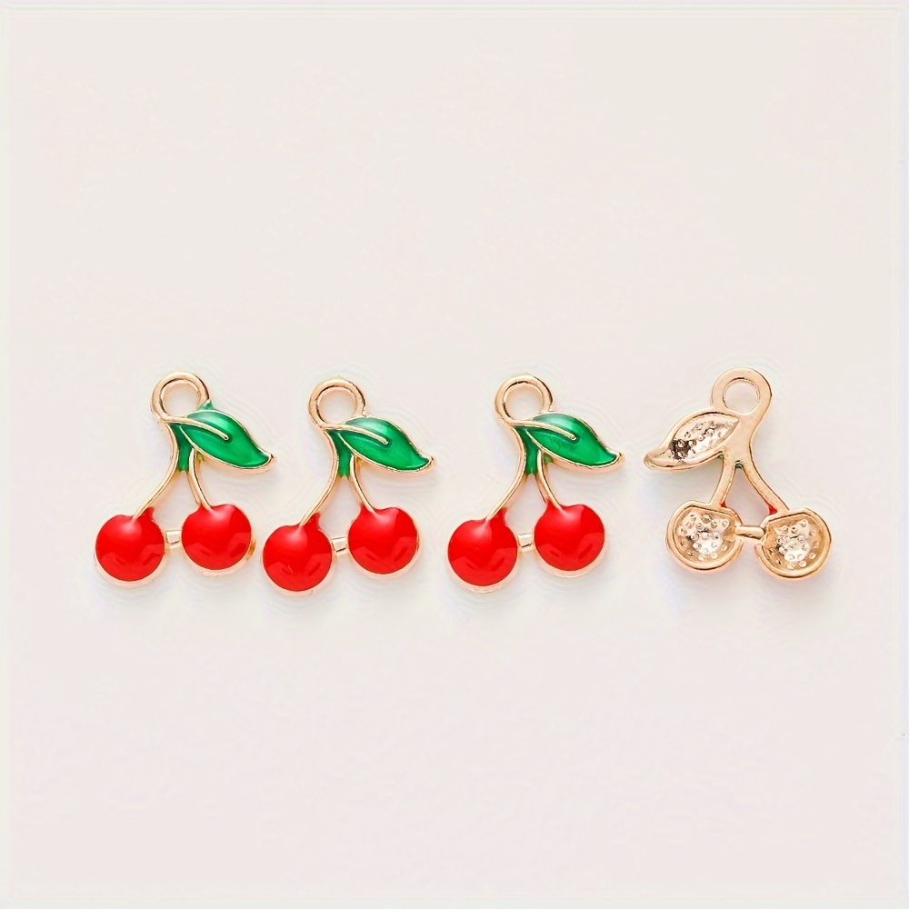 

20pcs Colorful Cute Cherry Alloy Fruit Pendant Enamel Cherry Charms For Diy Jewelry Accessories, Cartoon Headwear, Earrings, Keychain Pendants