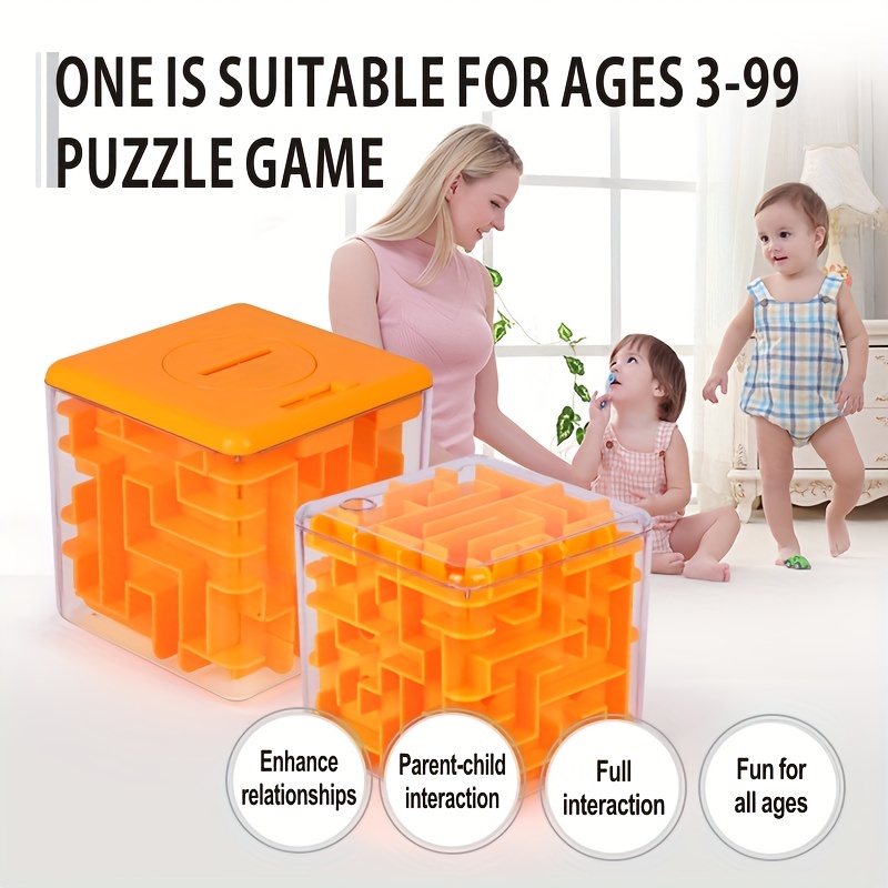 Puzzle Cube Magique Labyrinthe 3D pour Bébé et Enfant, Tirelire à