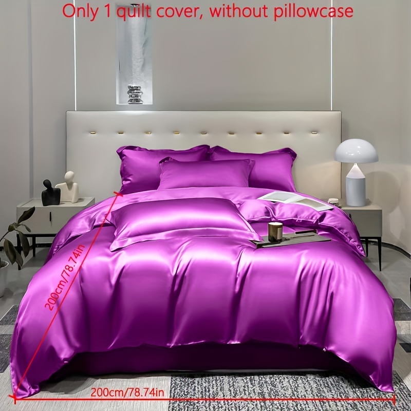 Dark Purple Satin Duvet Cover (separate Duvet Cover No Duvet Temu New