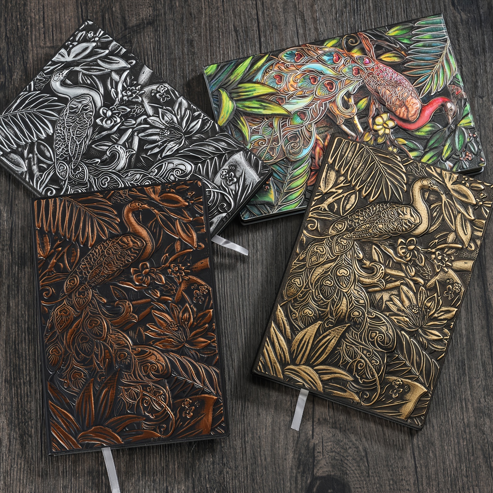 3d Embossed Peacock Journal Writing Notebook With Pen Set - Temu
