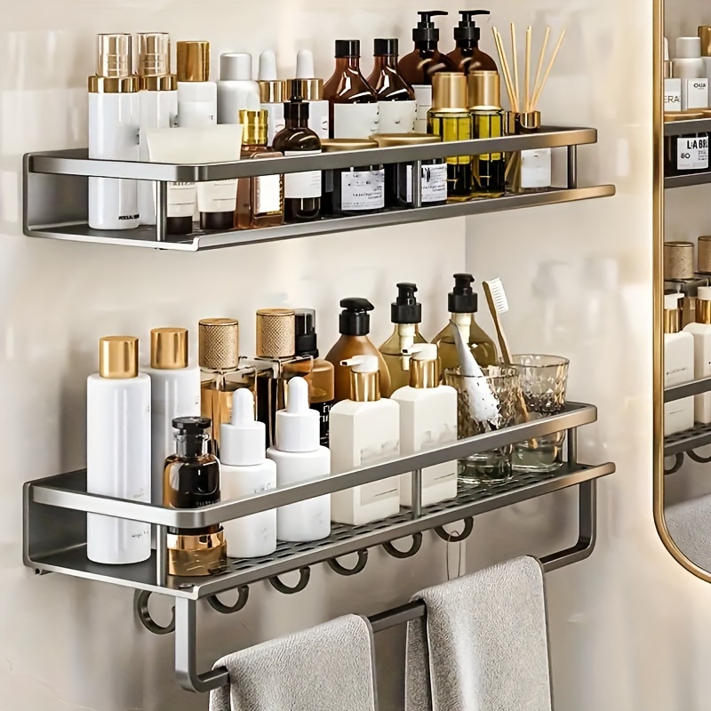 No nails Wall Mounted Bathroom Storage Shelf Makeup Rack Temu