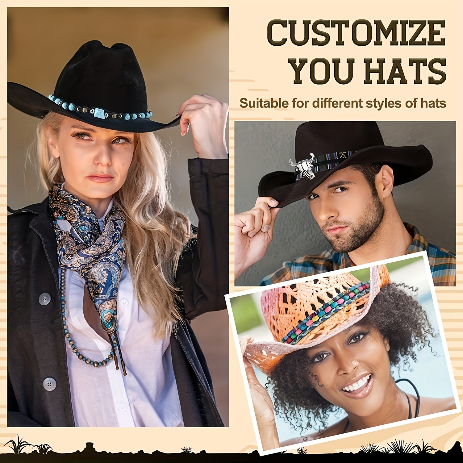 1pc Ethnic Hat Strap Classic Cowboy Hat Strap Adjustable Cowboy Hat  Accessories Replaceable Western Style Hat Belt - Jewelry & Accessories -  Temu