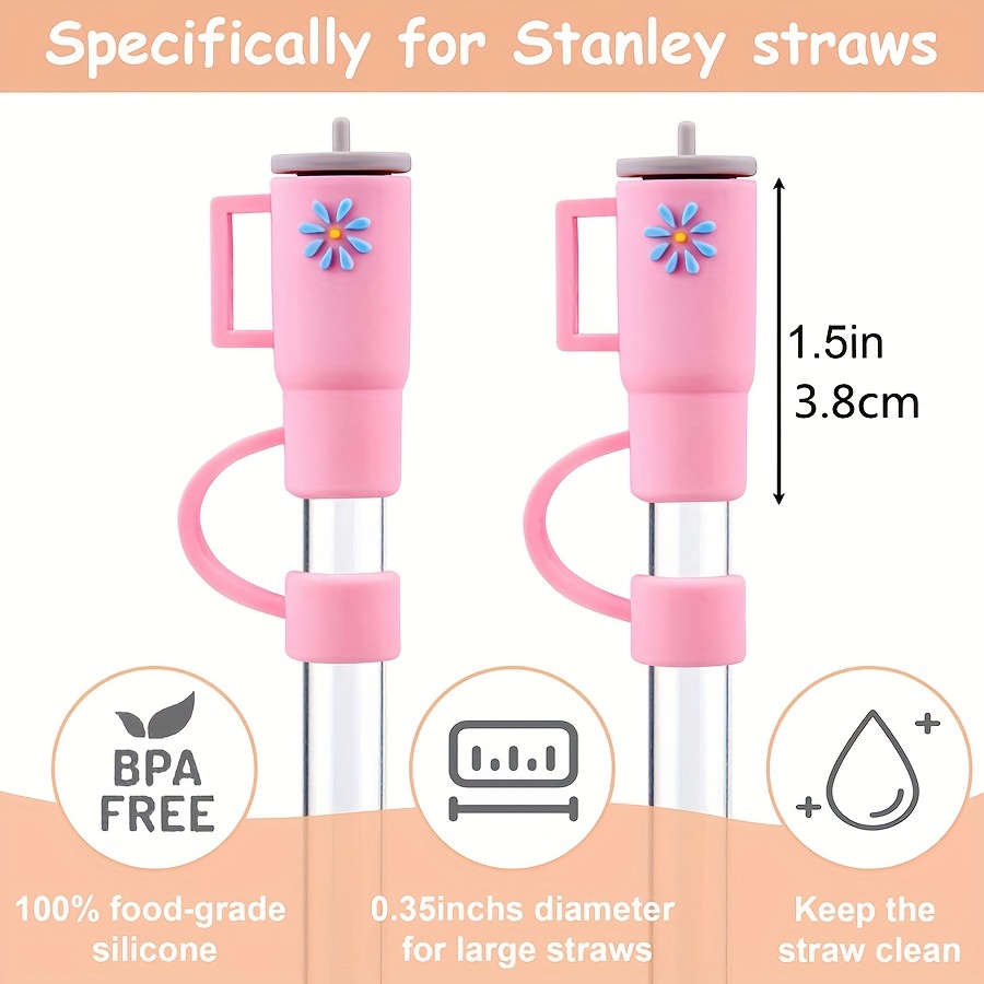 4Pcs Cartoon Silicone Straw Stopper Cap Fit With Stanley Cup Tools