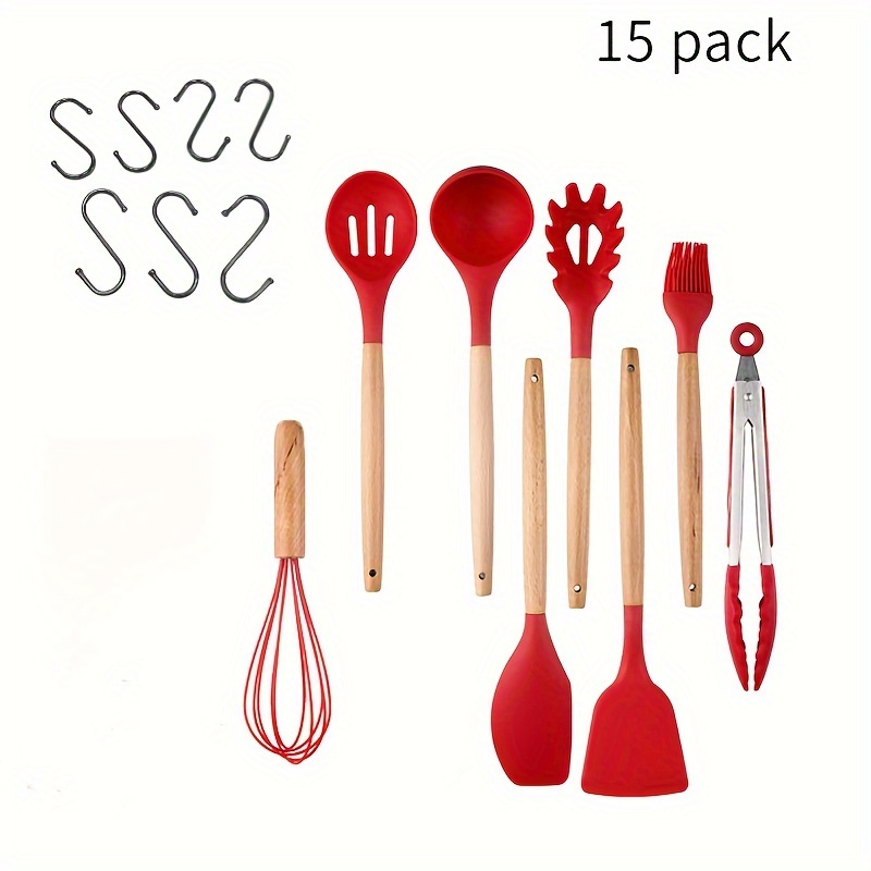 Kitchen Accessories Stirring Silicone Spatula Silicone Spatula Set Of 3  Pieces Red