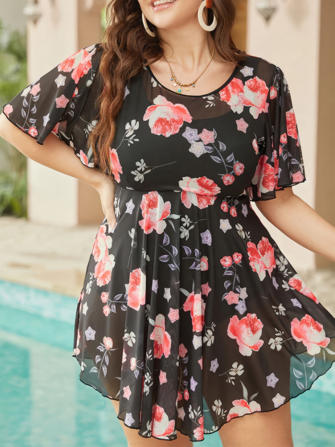 Floral Printed Plus Size Womens Plus Size Underwire Swimsuits Short Sleeve  Bathing Beachwear For Swimming 4XL 2023 Collection From Chao07, $19.46