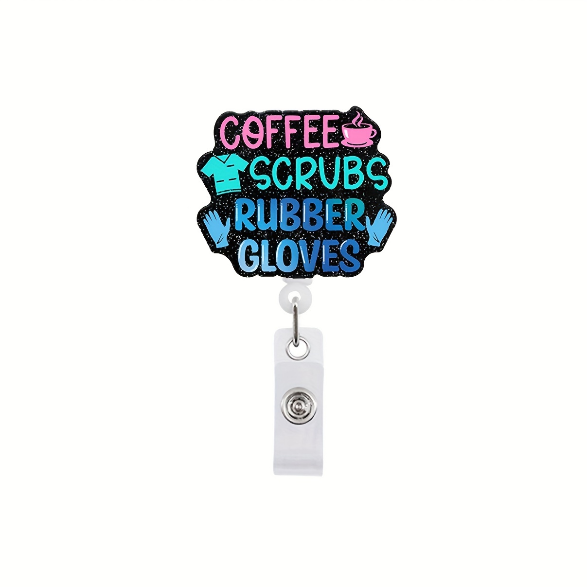 Coffee Scrubs Rubber Gloves Nurse Badge Holder Retractable - Temu