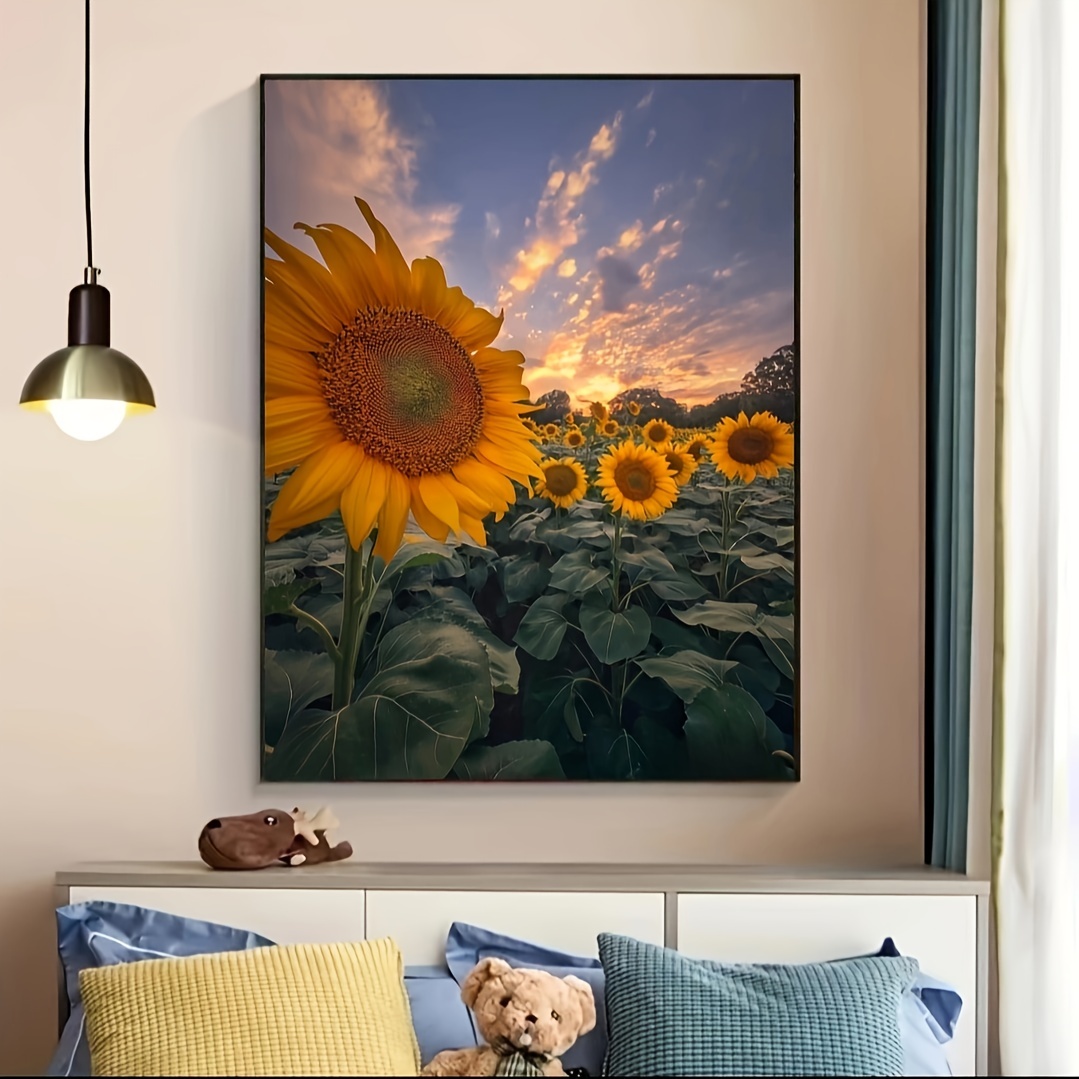 Large Size Frameless Diy 5d Diamond Painting Sunflower - Temu