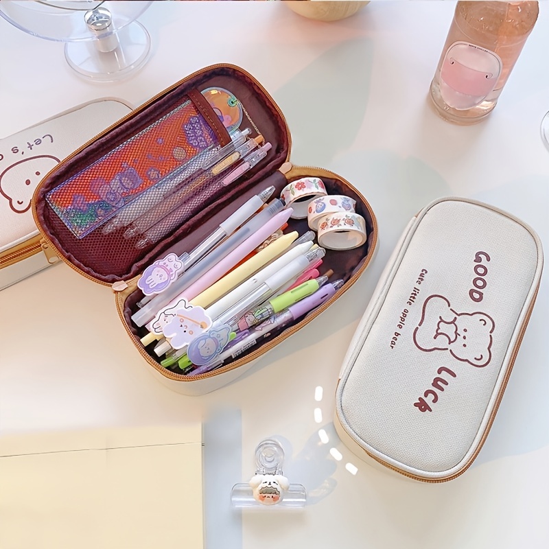 Cute Cartoon Pencil Pouch Large Capacity Pen Case For - Temu