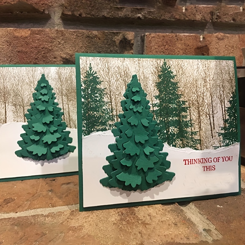 

1pc Diy Christmas Tree Metal Cutting Dies Stencils Scrapbook Embossing Card Production Process For Diy Card Making Album Scrapbooking Craft
