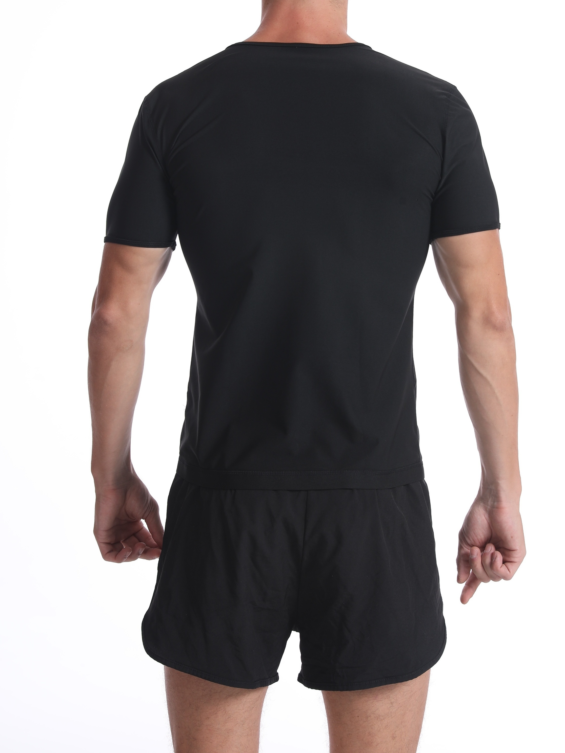Men's Sweat Wicking Sauna Shirt, Short Sleeves With Non-Slip Treatment,  Tummy Fitness, Gym Shapewear Sports Active Wear Outdoor Running T-shirts