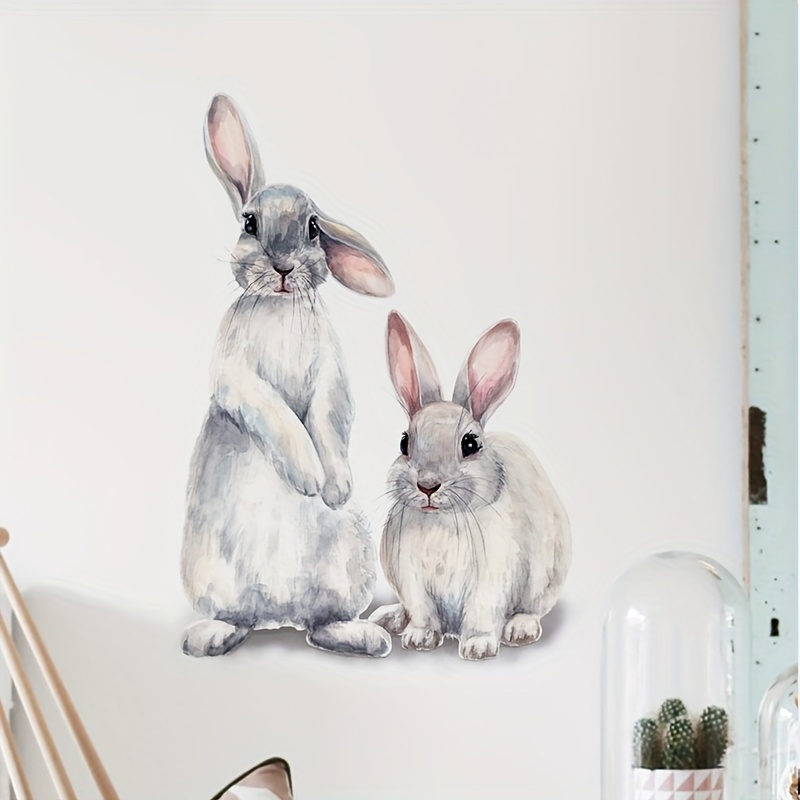 Un lot de Stickers Muraux pour la Fête de Pâques lapins papillons Autocollants  Muraux pour Salons Chambres Bureaux Décoration Murale