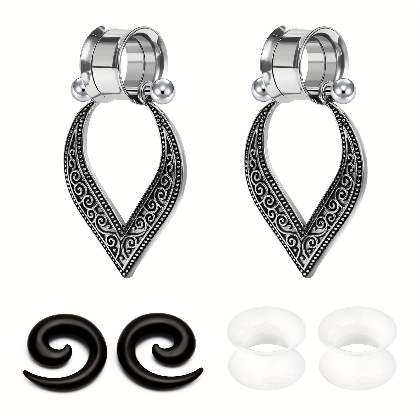 AVYRING Ear Tunnel, 6 Pieces Heart Extra Ear Expander Kit Made