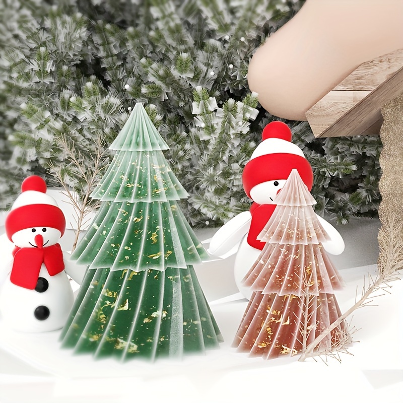 Origami Christmas Tree Silicone Mold DIY Geometric Rotating Pine Tree  Candle Mould Plaster Resin Ornament Molds Christmas Decor