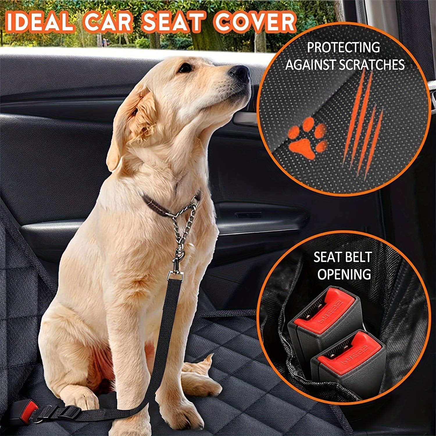 Active Pets Dog Back Seat Cover Protector - Waterproof, Nonslip Hammock for Dogs 