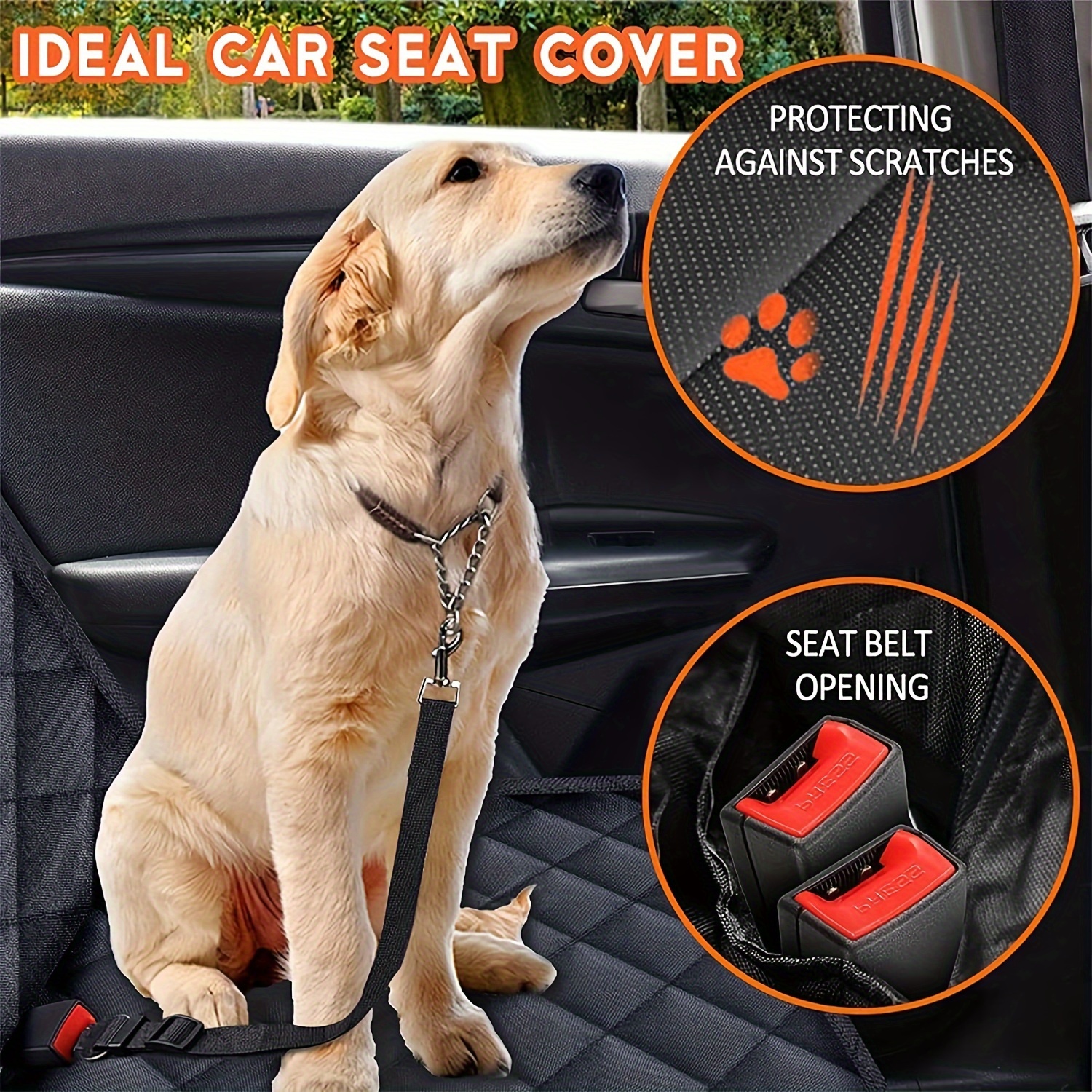 Active Pets Dog Car Seat Cover for Back Seat - Waterproof & Scratch Proof,  Standard Size, Black