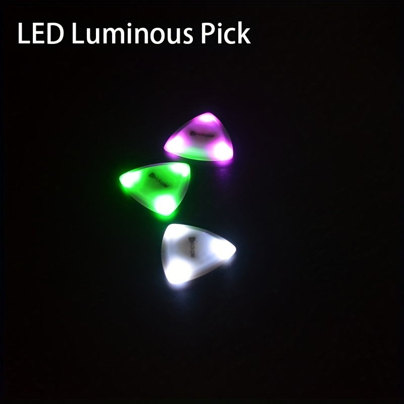   LED 発光ギターピック - 3 色のライトオプション付き木製エレキギターピック (ホワイト/グリーン) 0
