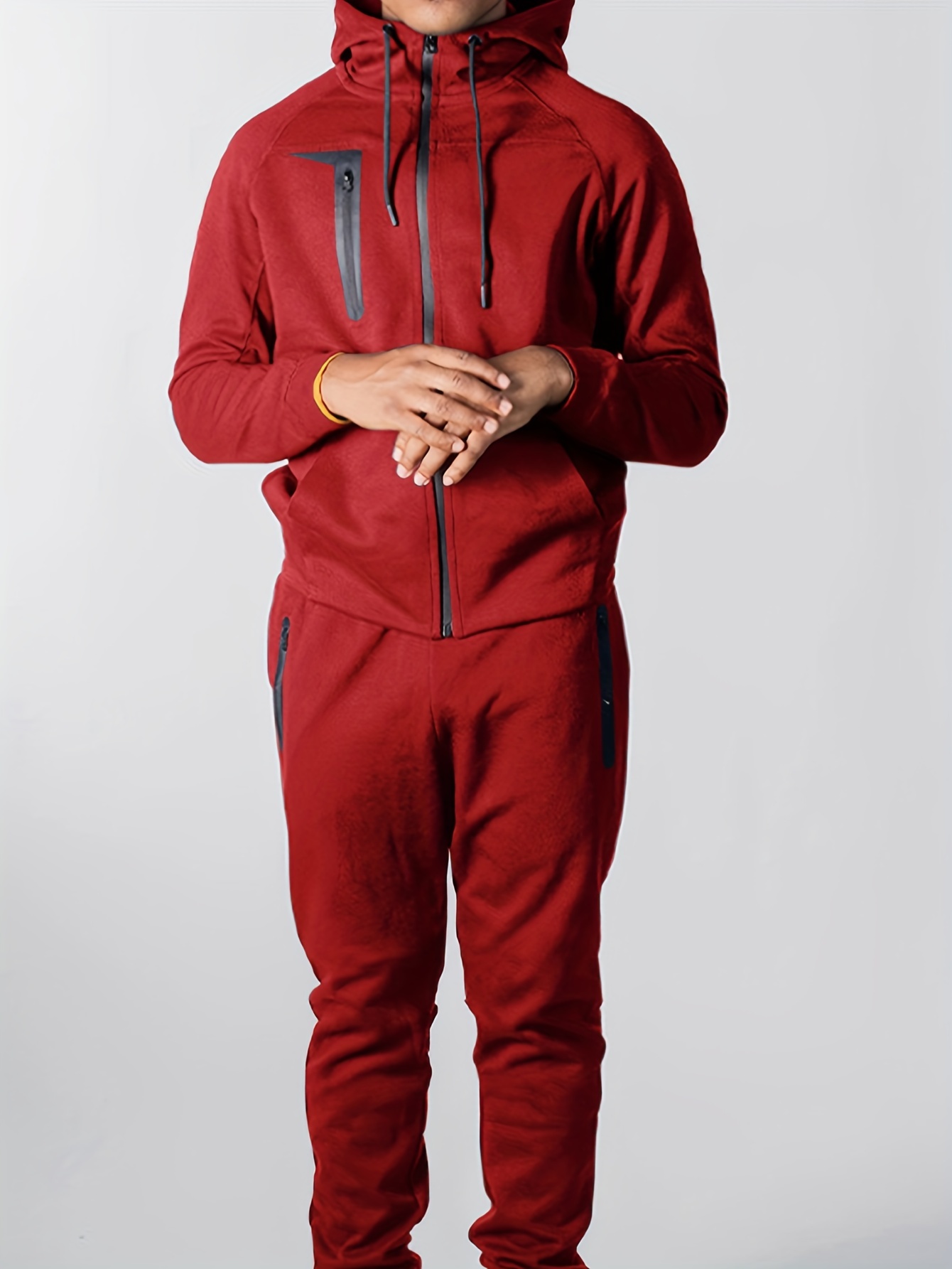 mens tracksuit mens 2 pieces zip up hooded athletic sweatshirt and sports pants for running fitness sport suit set
