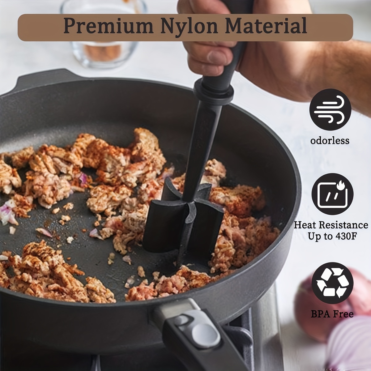  Meat Chopper Hamburger Masher Tool - Heat Resistant Ground Beef  & Potato Smasher, Nylon Mix Food Chopper Kitchen Utensil: Home & Kitchen