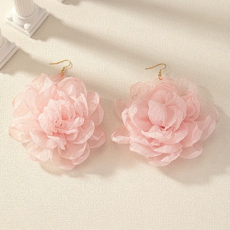 Boucles D'Oreilles Pendantes Fleur Opale Pour Femme - Bijoux Élégants Dos Plat - Cadeau Idéal