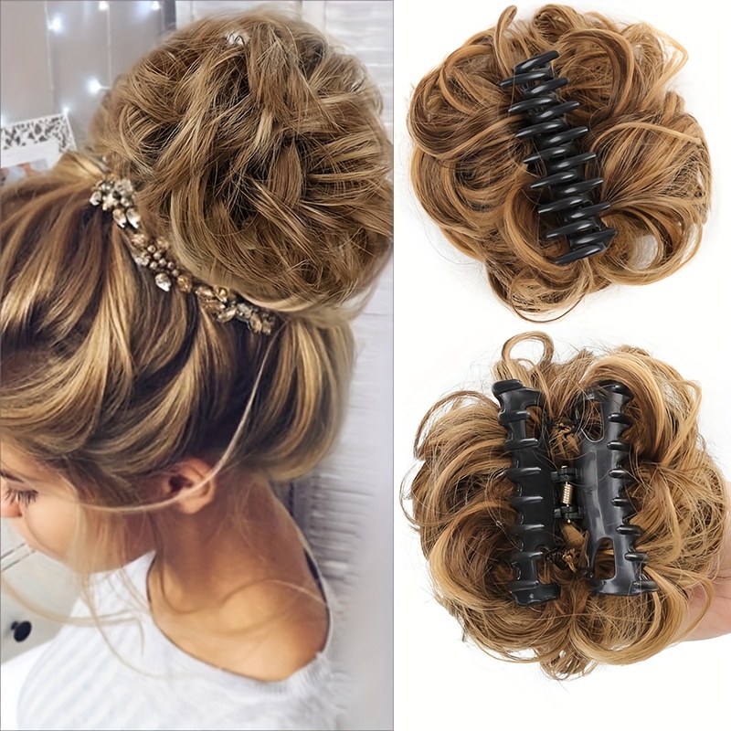 

6 Inch Claw Clip In Messy Bun Curly Wavy Hair Extensions Chignon Ponytail Hairpieces Synthetic Tousled Updo Hair Extensions Scrunchie Hairpiece For Women