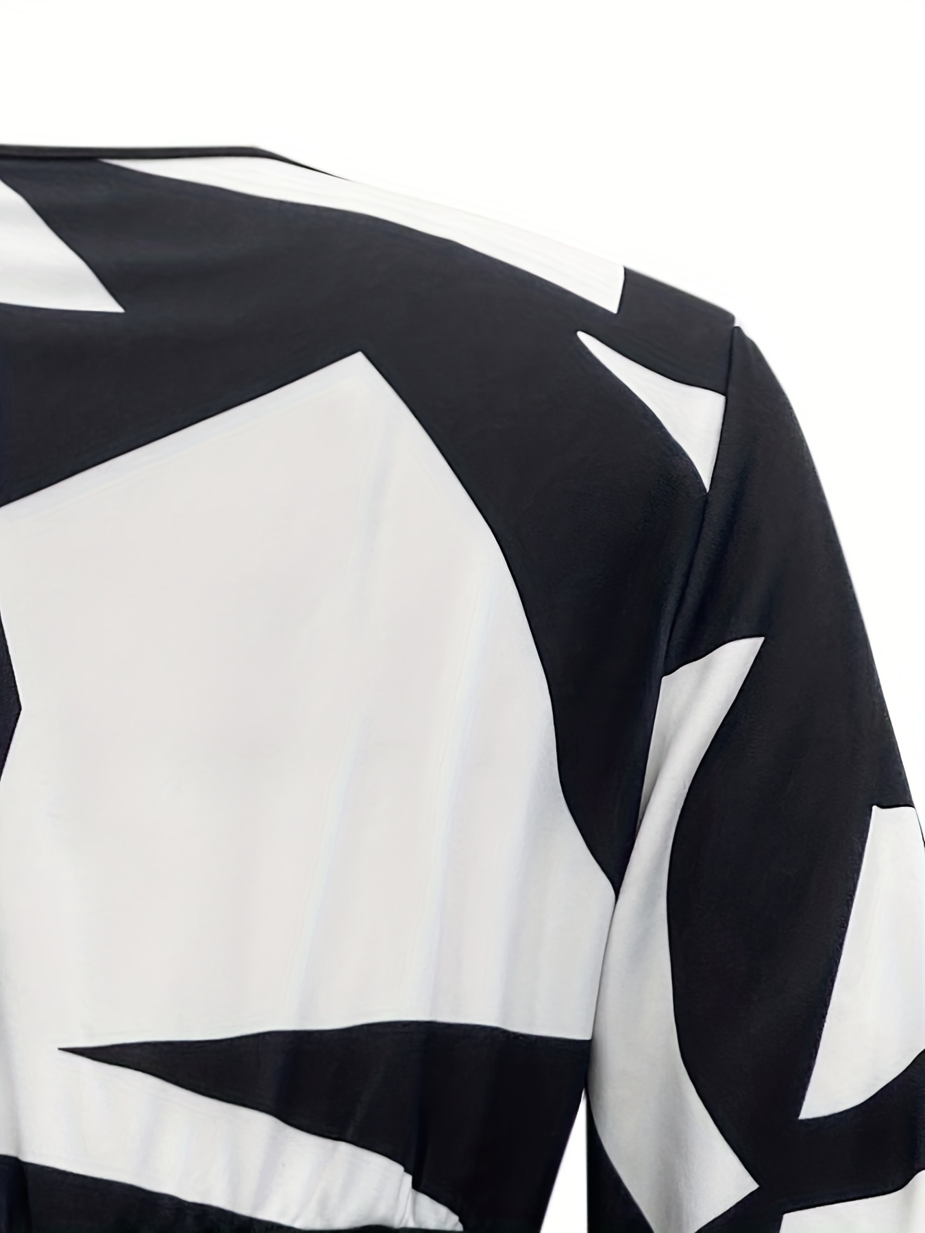 Geo Print Crew Neck Casual Long Sleeve Top T - Shirt